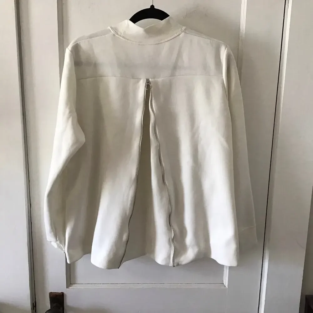 Nike Cream Mock Neck Sweatshirt with Adjustable zippered back Large